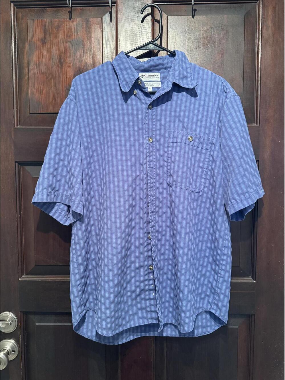 Columbia Sportswear Short Sleeve Button-Up Shirt Medium Blue